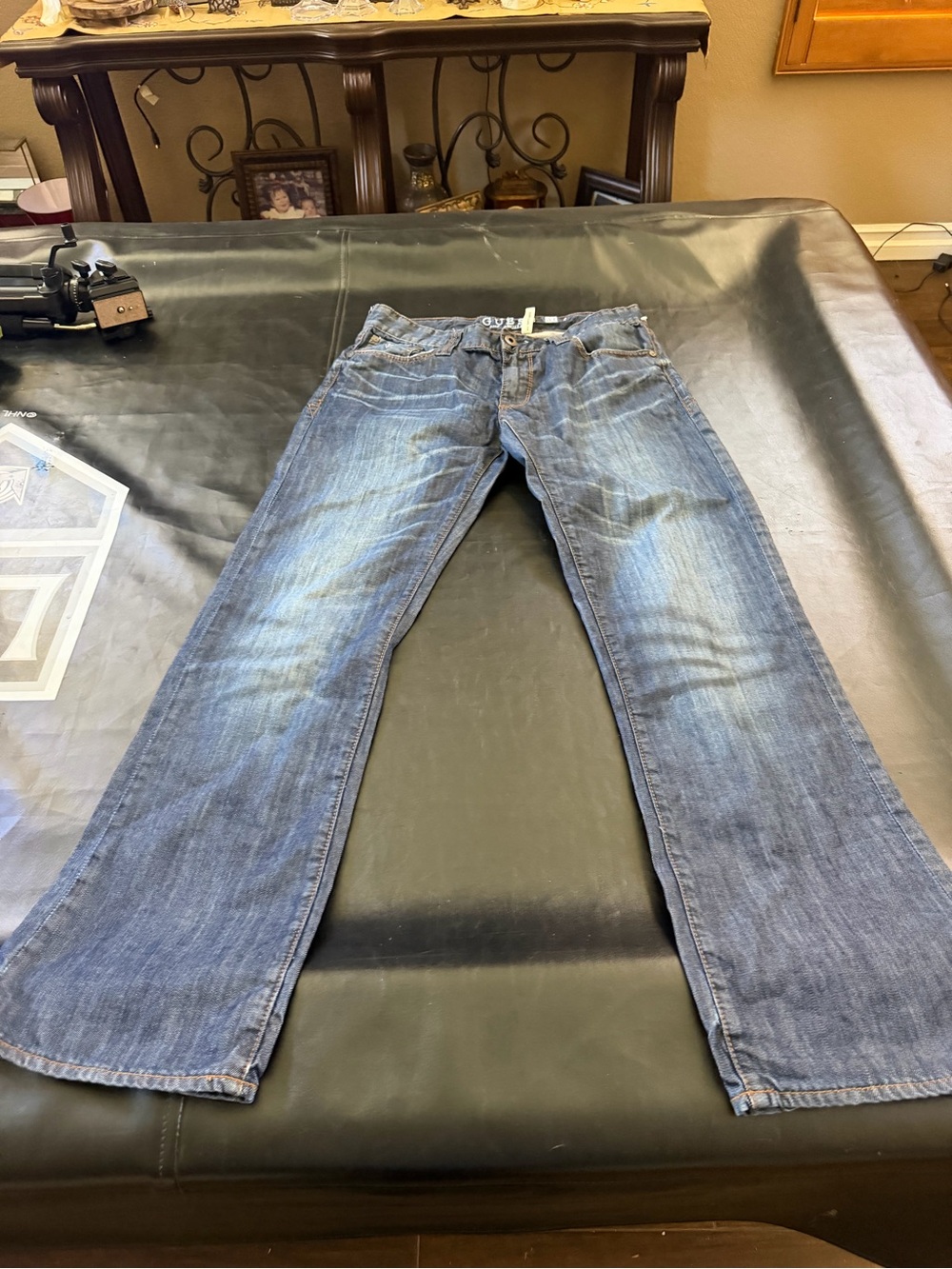 Guess vintage Y2K Men's Bootcut Jeans in Faded Blue Denim